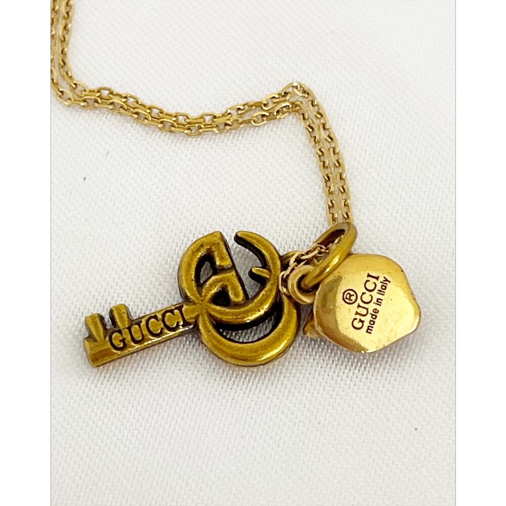 GUCCI Marmont Key Pendant Necklace Zipper Pull Tiger Head Stamped Gold Tone - Picture 5 of 11